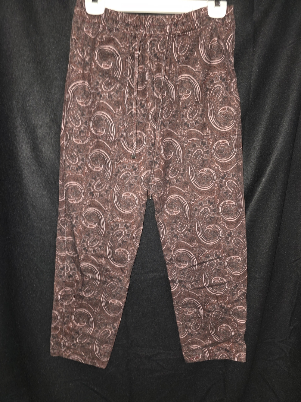 Zara Brown Paisley Straight-Leg Pants